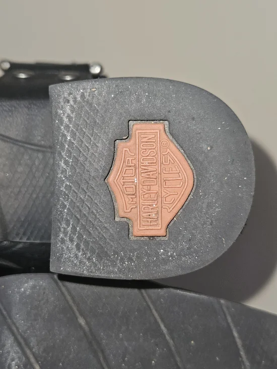 Harley-Davidson Black Leather Mid-Calf Buckle Heeled Boots - Picture 11 of 15